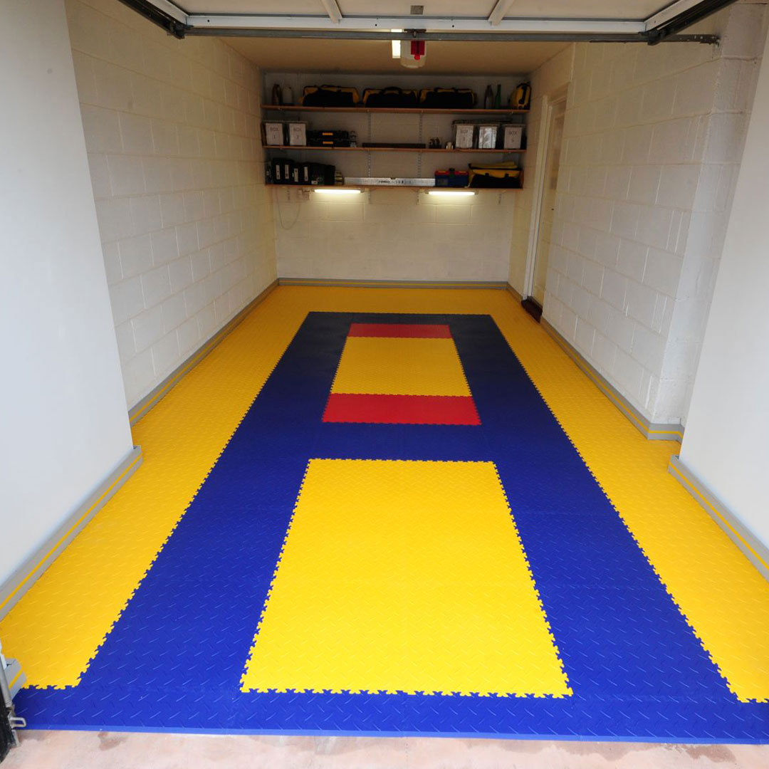Blue Ramps With Platinum Grey Skirting and Yellow Inserts