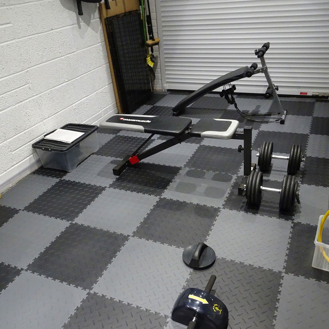 Home Gym Floor Tiles After Picture