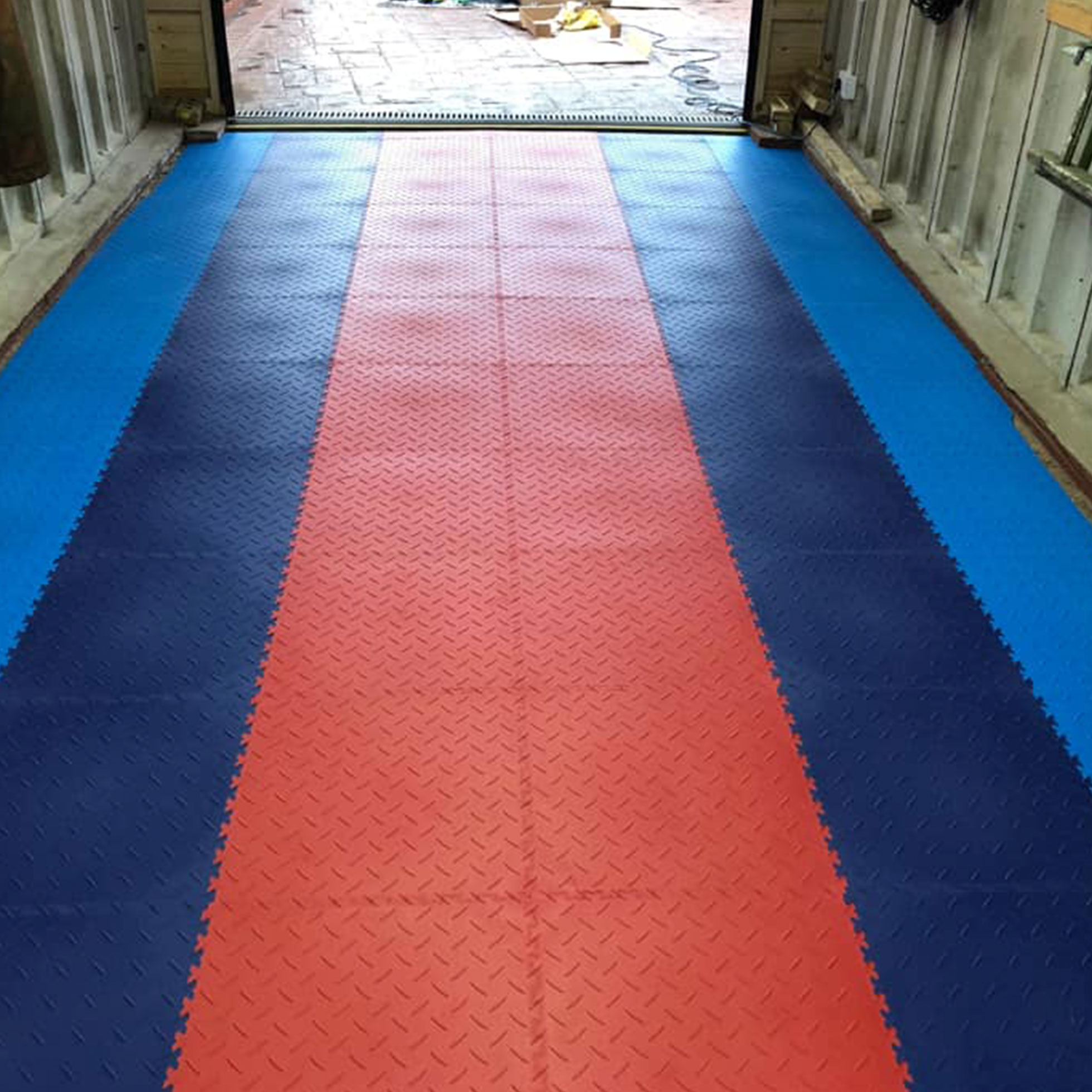 Garage Floor Ramps | MotoLock Electric Blue | Diamond Plate